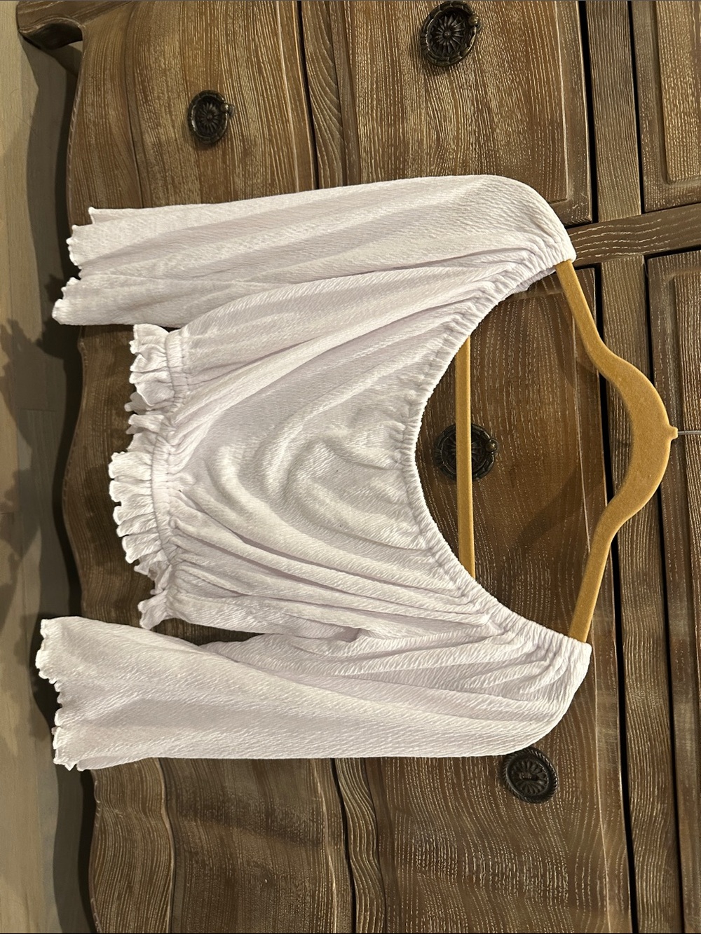 White Off-Shoulder Ruffled Crop Top - Picture 2 of 3